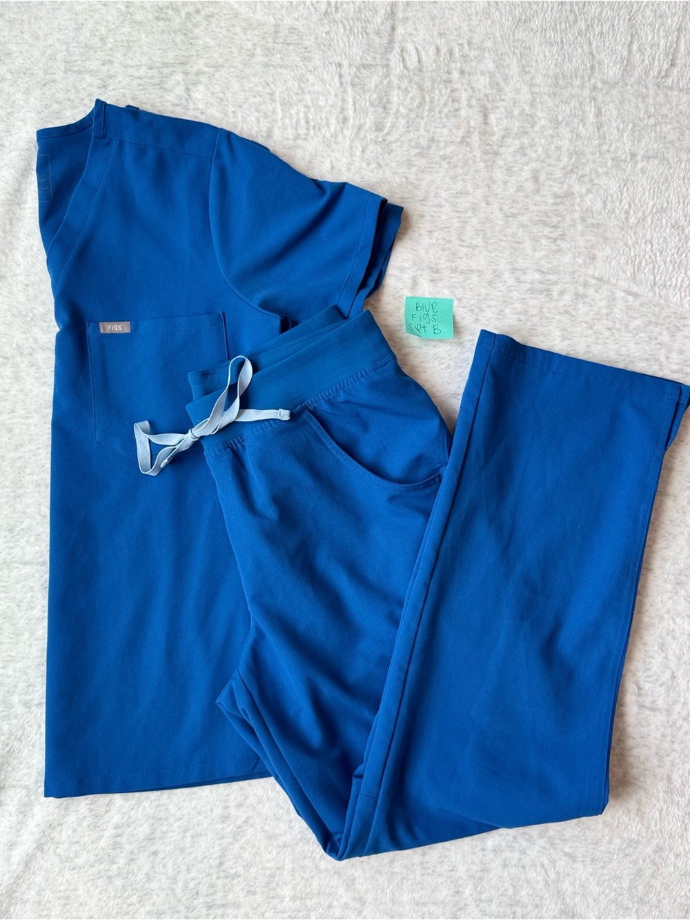 FIGS Royal Blue Scrub Set Women's M Catarina 1 Pocket Top Kade Straight Pants